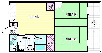 新熊ハイツ(2DK/1階)の間取り写真