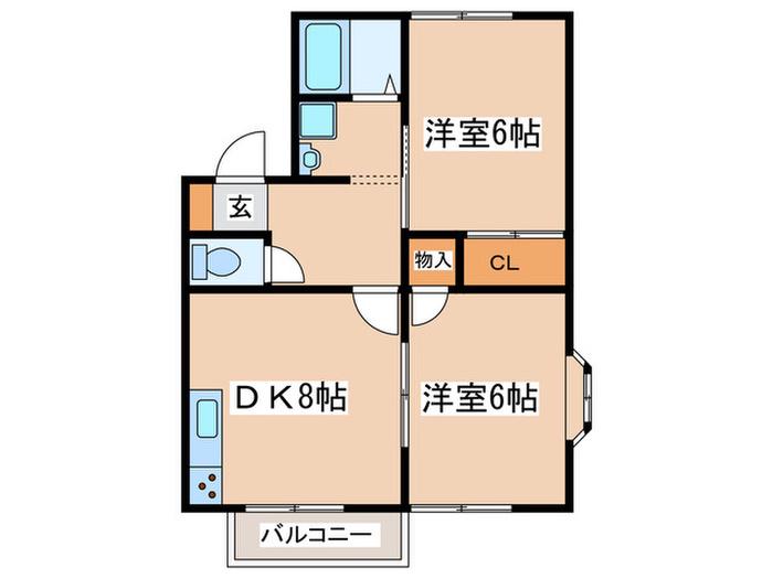 グランデュール井上(2DK/1階)の間取り写真