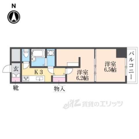 LIESSE浜大津(2K/4階)の間取り写真