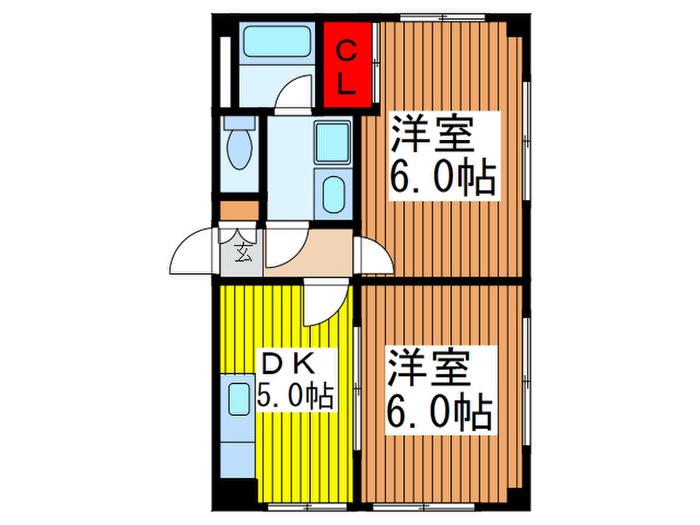 サンリヴェール(2DK/1階)の間取り写真