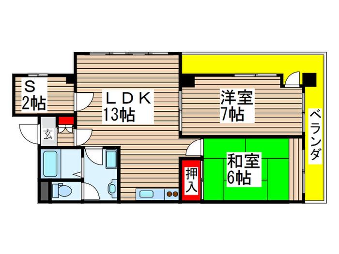 エスポアール船橋(2SLDK/5階)の間取り写真
