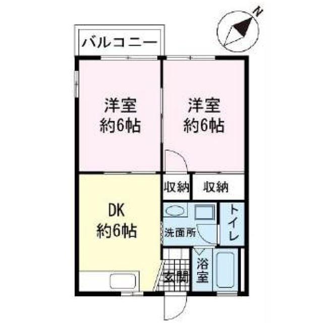 エフハイム(2DK/1階)の間取り写真