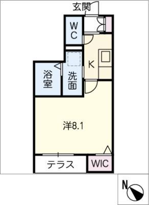 ニューメゾン御器所ハル(1K/1階)の間取り写真