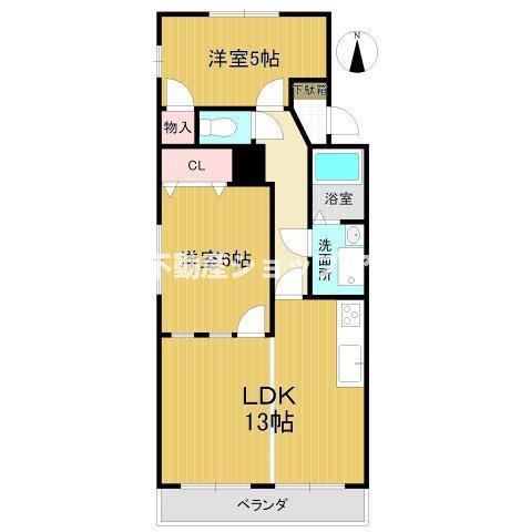 メゾンドタミー(2LDK/4階)の間取り写真