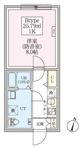 防音マンション スカイラシクラス武蔵関(1K/3階)の間取り写真