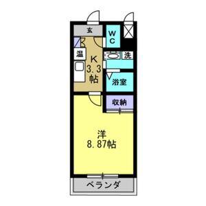 ハイツ山光(1K/2階)の間取り写真