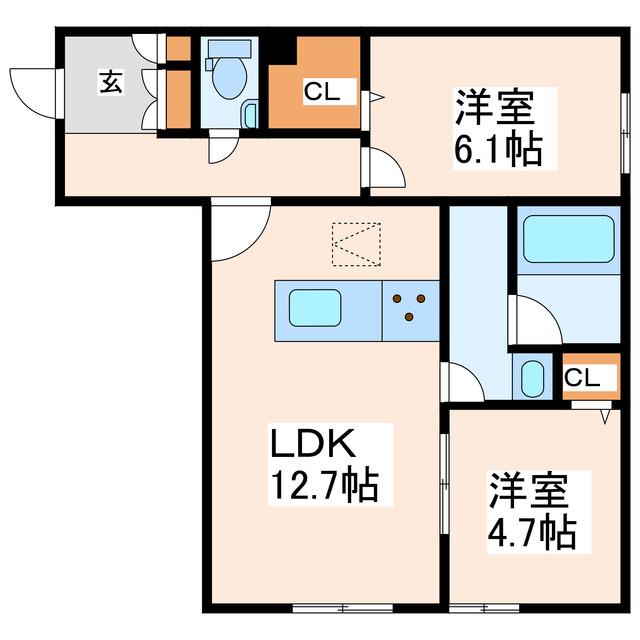 シャーメゾンHARU(2LDK/1階)の間取り写真