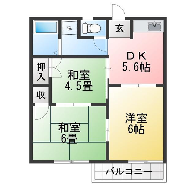 ハイコーポK(3DK/2階)の間取り写真