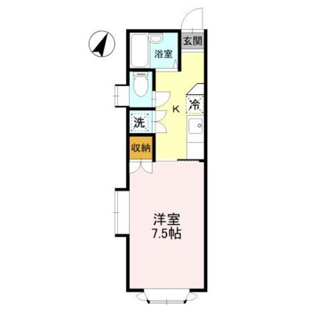 クリスタル大学南(1K/2階)の間取り写真