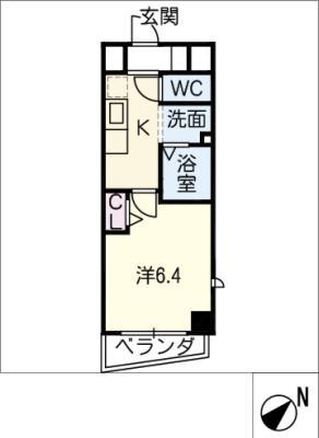 ラグゼナ上前津(1K/13階)の間取り写真
