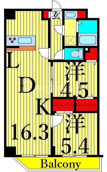 アルファコート町屋(2LDK/3階)の間取り写真