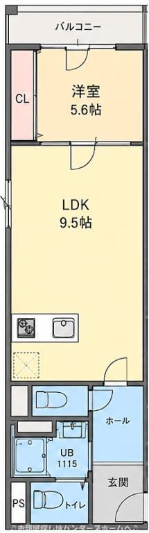 EIJU牧野駅前A(1LDK/3階)の間取り写真