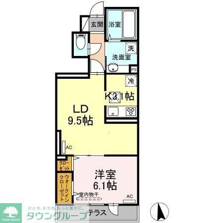 アナシエ下連雀(1LDK/1階)の間取り写真