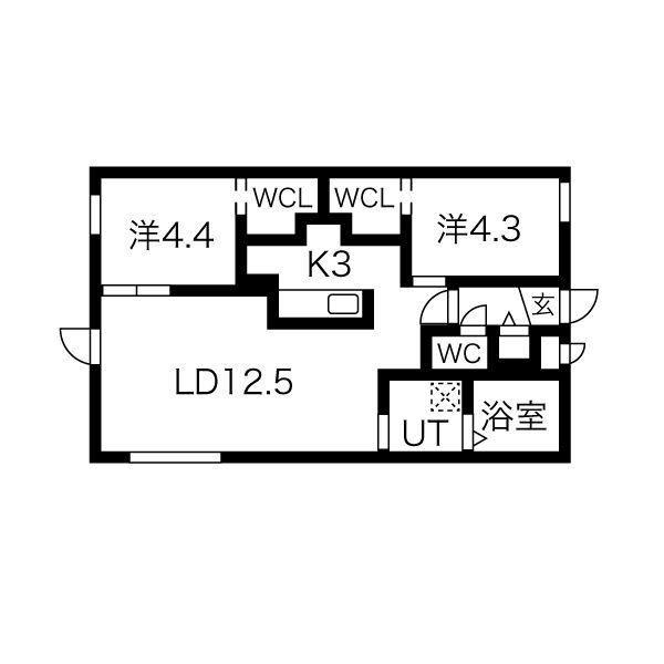 LIVEASE KITAMARUYAMA(2LDK/4階)の間取り写真