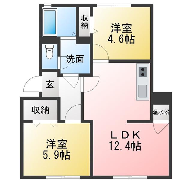 テクノハイツ藤 D(3DK/1階)の間取り写真