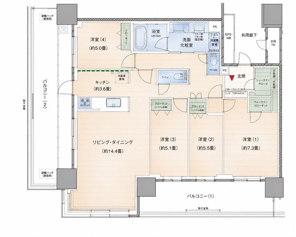 URAWA THE TOWER(4LDK/13階)の間取り写真
