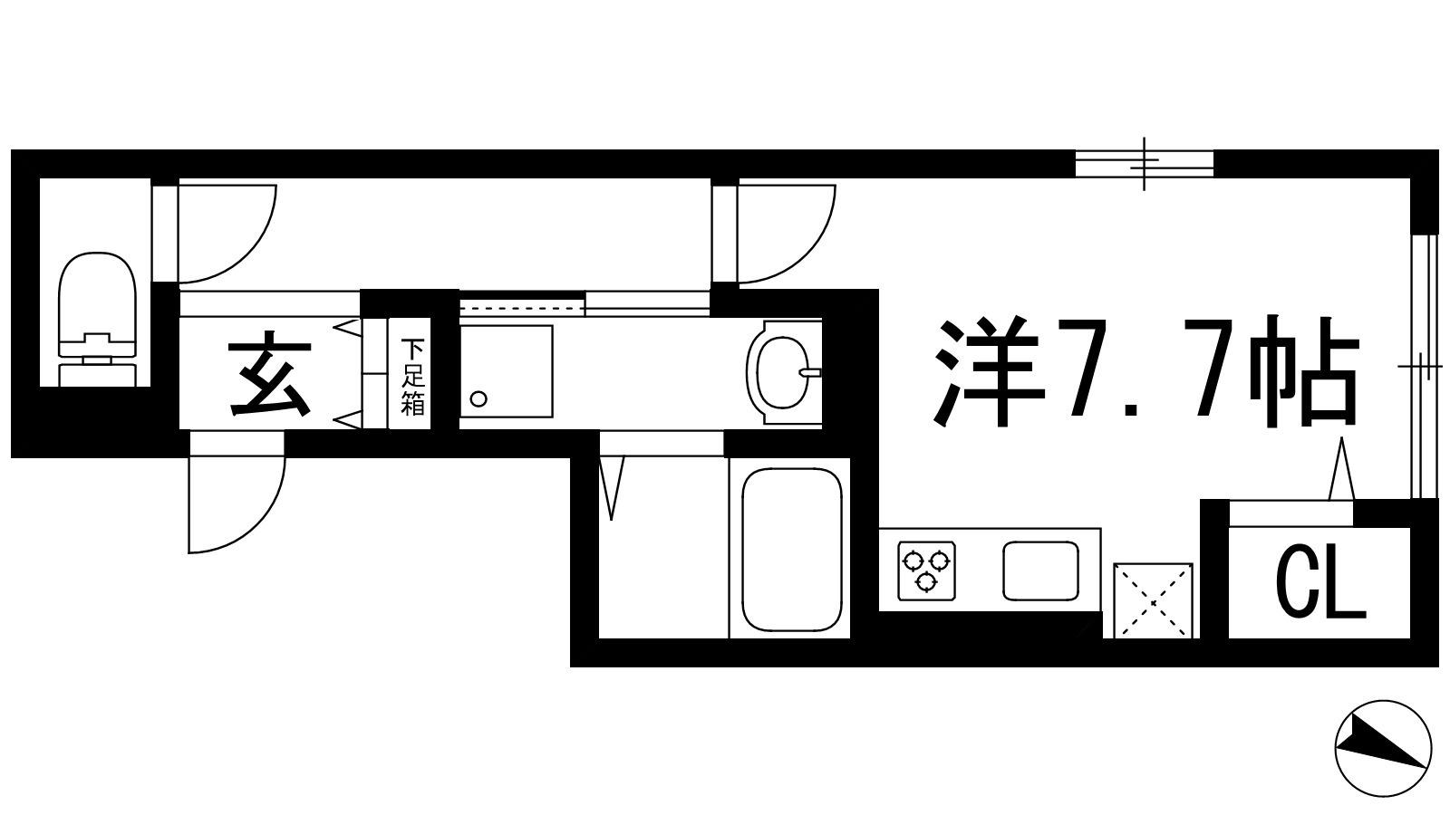 D-ROOMクロス(ワンルーム/1階)の間取り写真
