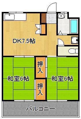 GREEN COURT TOBATA(2DK/3階)の間取り写真