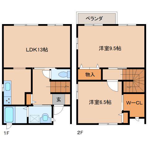 パルモ夢み台N(2LDK/1階)の間取り写真