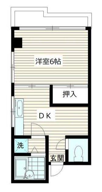 有富ビル(1DK/2階)の間取り写真