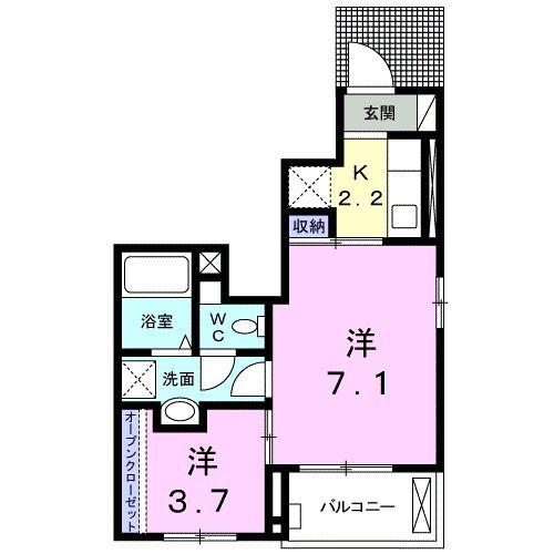 マロニエ(2K/1階)の間取り写真
