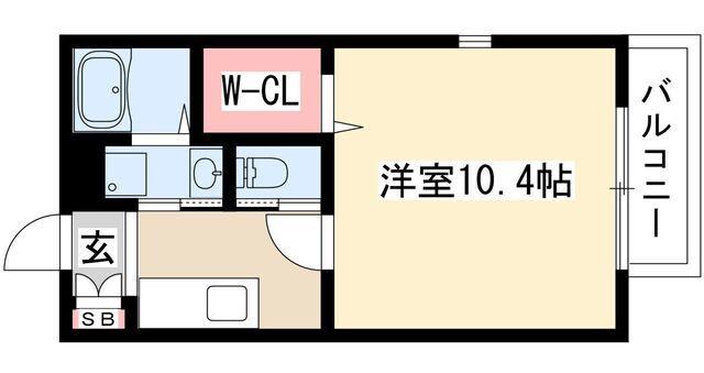 クレール皐(1K/1階)の間取り写真