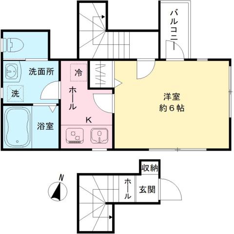 デザインテラス(1K/2階)の間取り写真