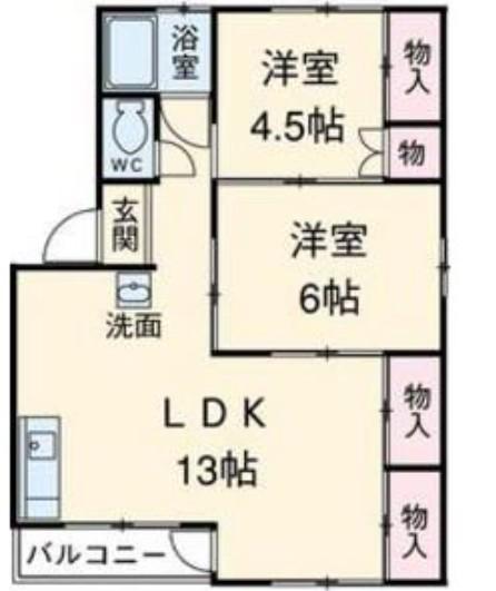 清和ビル(2LDK/4階)の間取り写真