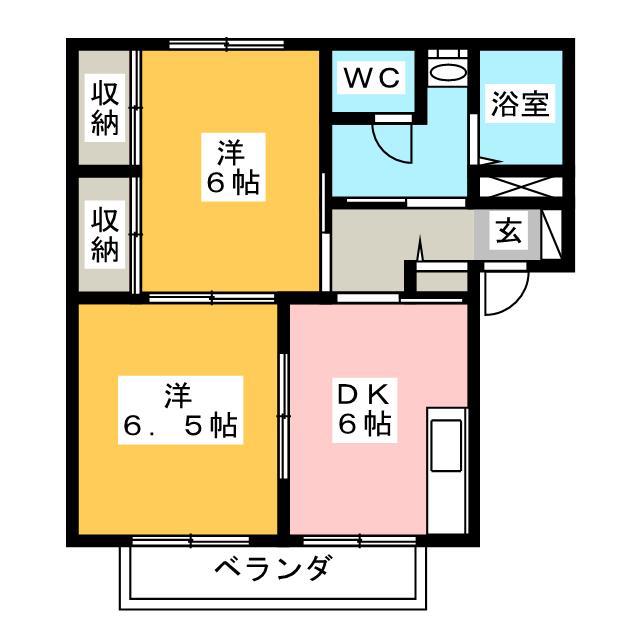 グリーンコーポI C(2DK/2階)の間取り写真