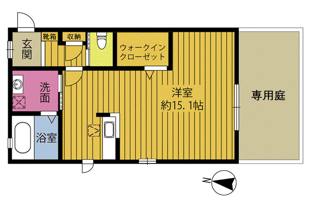 パークイン三川(ワンルーム/2階)の間取り写真