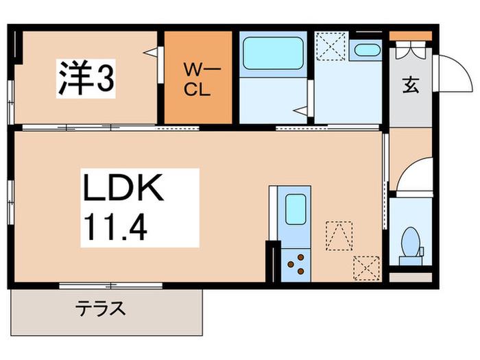 D-ROOM樹・大和南(1LDK/1階)の間取り写真