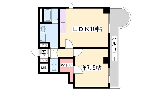 カルム白鷺(1LDK/7階)の間取り写真