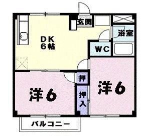 サンハイツたけだ(2DK/1階)の間取り写真