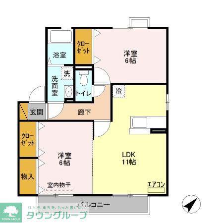 アネシス2番館(2LDK/2階)の間取り写真