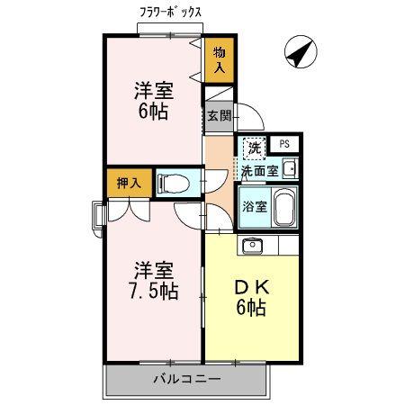 ハイツプラムナイン(2DK/2階)の間取り写真