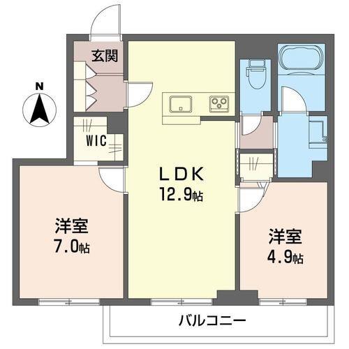 サンライズハイツ 1(2LDK/2階)の間取り写真