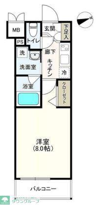 ハーモニーレジデンス新宿御苑 THE ウエスト(1K/4階)の間取り写真