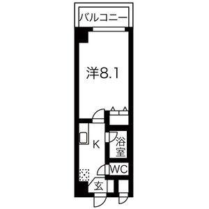ヒルズ新栄3号館(1K/4階)の間取り写真