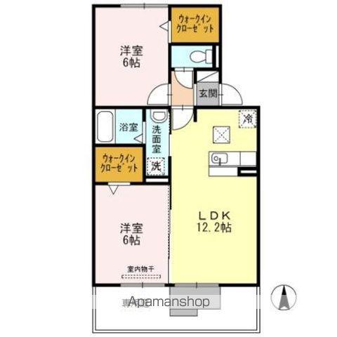 ビューラーヨシ B棟(2LDK/1階)の間取り写真