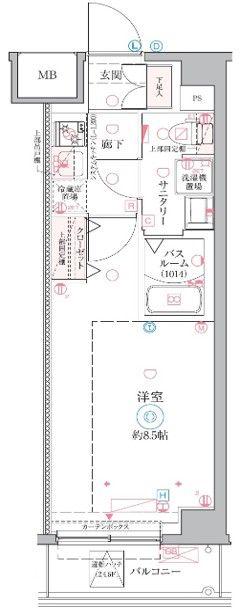 CREVISTA戸田(1K/2階)の間取り写真