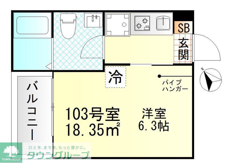 VALLE FELIZ雑色(1K/1階)の間取り写真