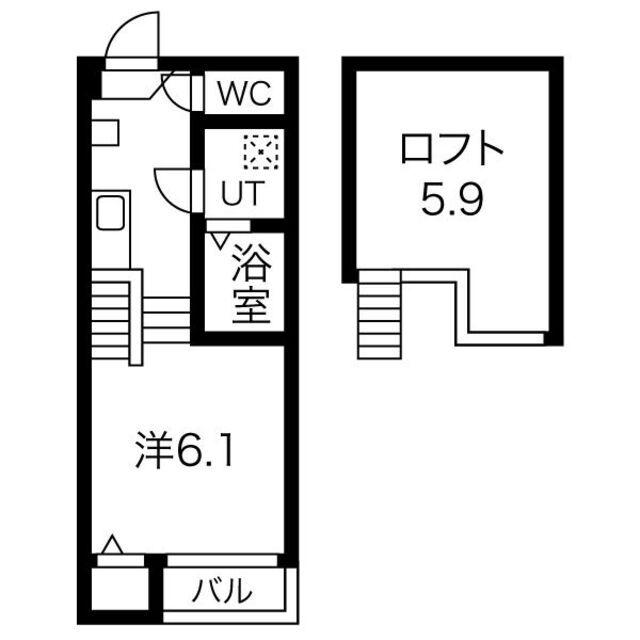 クリアス(1K/2階)の間取り写真