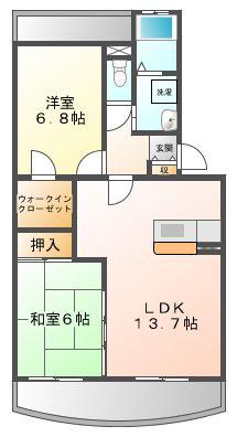 ルミエール高丘(2LDK/2階)の間取り写真