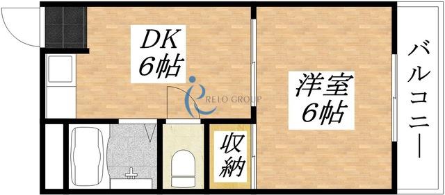 ロジュマン平野(1DK/2階)の間取り写真