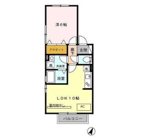 リヴェールAB(1LDK/2階)の間取り写真