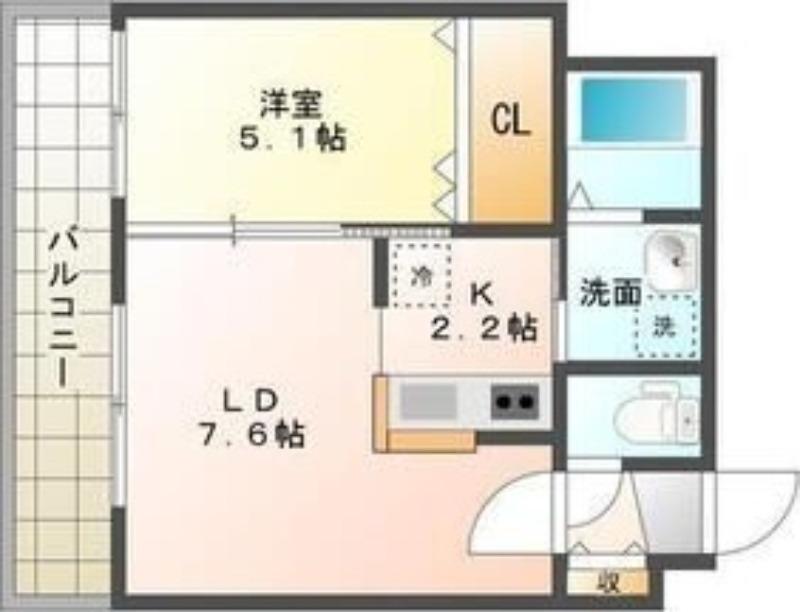 セブンスコートN14(1LDK/5階)の間取り写真