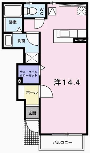 ソレアードII(ワンルーム/1階)の間取り写真