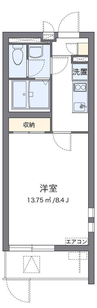 クレイノプラテリーアIII(1K/1階)の間取り写真
