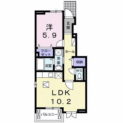 メゾントゥールヌソル(1LDK/1階)の間取り写真