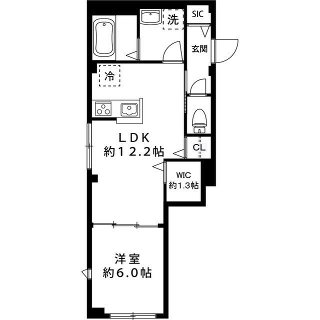 パピエ旗の台(1LDK/1階)の間取り写真